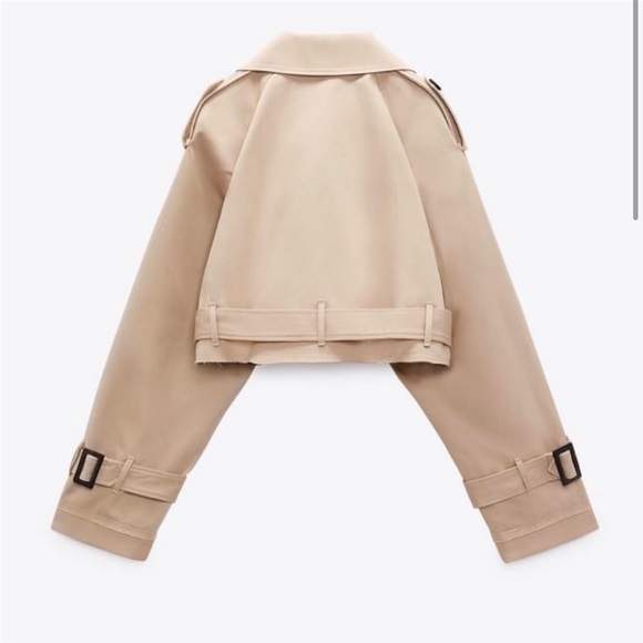 New Without Tags Zara Cropped Trench Coat Jacket - Picture 3 of 9
